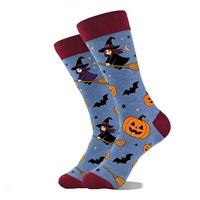 Chaussettes fantaisie à succès sur le thème d'Halloween, mi-mollet, imprimées crâne, chat noir, toile d'araignée, en coton, pour hommes, pour cosplay festif
