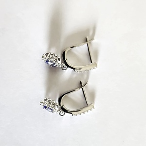 Pendientes de bucle de piedras preciosas de tanzanita de calidad AA Plata de Ley 925 auténtica con estilo de moda CZs para fiesta joyería al por mayor a granel - Product Image 4