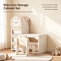 Ensemble d'organisateurs multifonctionnels pour jouets de bébé : armoire, unité de rangement en plastique avec tiroirs, chaise de bureau, rangement pour jouets, livres et articles divers