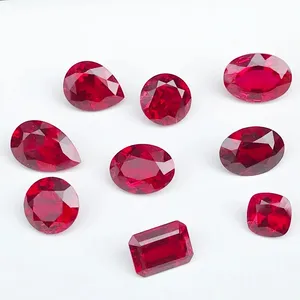 Real Certified Round Oval Pear Emerald Fancy Shape 0.1-10 Carat Lab Grown Ruby Lab Created Gemstone For Jewelry Setting