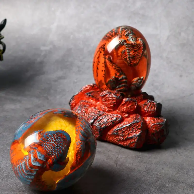 売れ筋クリスタル透明樹脂手作り彫刻溶岩ドラゴン卵装飾品