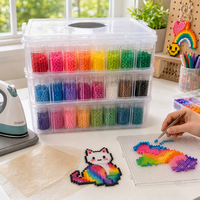 Boîte de rangement empilable pour perles, 162 pots, organisateur transparent à 3 niveaux pour loisirs créatifs, flacons à couvercle vissé, kit de bijoux DIY