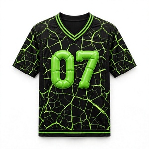 Camiseta de Fútbol Americano Personalizada 07 para Hombre, Negra con Verde Neón, Sublimación, Transpirable, Secado Rápido, Ecológica, Cuello en V, 100% - Product Image 1