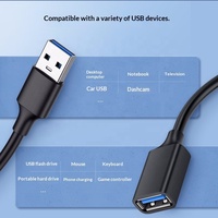 Câble d'extension USB 3.0 mâle-femelle tressé en PVC pour transfert de données, compatible avec téléphones portables, disques durs, décodeurs et tablettes d'écriture manuscrite