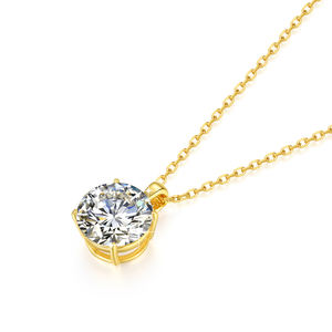 Kalung Liontin Moissanite Desain Minimalis 4 Cabang 1ct 2ct 3ct Wanita Hadiah Ulang Tahun Mewah Liontin Emas 14K Berongga - Product Image 2