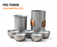 Service à thé en titane pur pour l'extérieur, kit de thé portable léger pour le camping, ensemble de tasses à thé pour pique-nique, équipement de préparation du thé