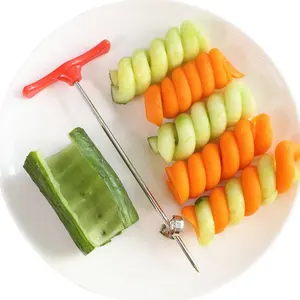 New Creative Vegetable Fruit Spiral Twist Knife Stainless Steel Manual Spiral Carving Cutter Kitchen Tray Decoration Vegetable