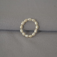 Bagues géométriques pour femmes, bague minimaliste en cercle continu, bijoux bohèmes 2022, perles multiples, perle d'eau douce naturelle, 1 pièce