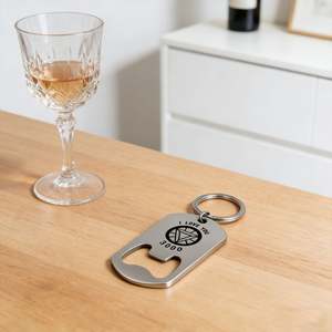 Llavero Abridor de Botellas de Metal y Cuero, Regalo de Recuerdo para el Día del Padre, Abridor de Botellas de Acero Inoxidable Grabado con Láser - Product Image 5