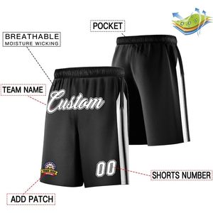 Custom Men Basketball Shorts Black Sublimation Print Quick Dry Mesh Athletic Training Workout Gear With Number And Logo - Product Image 2