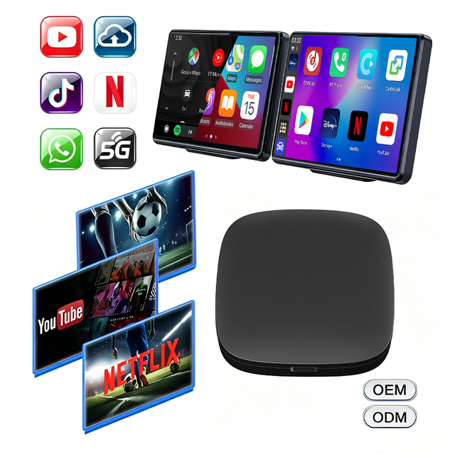 Wireless CarPlay AI Box Android 14 System for Netflix & YouTube 2GB+16GB Support Application Download Split Screen Mirroring