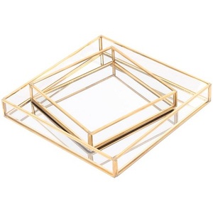 Plateau de service en métal pour restaurant d'hôtel avec plateau miroir de luxe tendance rond poli argenté - Product Image 2