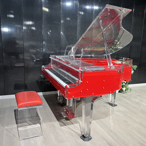 Piano à queue de luxe de haute qualité en acrylique rouge et de style mécanique, instrument à clavier acoustique Js-egq02, piano en acrylique rouge de luxe - Product Image 5