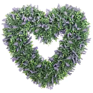 FXHh-89 Lavender Artificial Garland Heart For Indoor Outdoor Shelf Decor Decorative As Gift