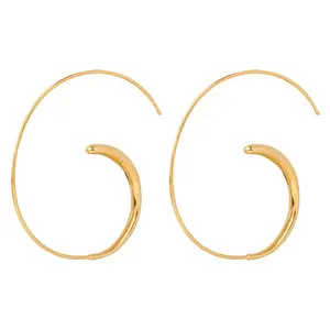 Wholesale Custom 18K Gold Plated Brass Fashion Jewelry Creative Design Earrings Curved Comma-shaped Circle Earrings For Women