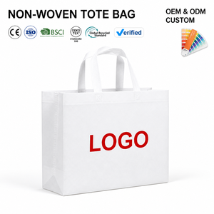 Wholesale Reusable Non Woven Promotional Folding Medium <b>Tote</b> <b>Bags</b> Custom Logo Silk Screen Printed Shoulder Handle Recyclable - Product Image 3