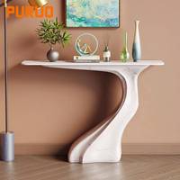 Nouvelle table d'entrée de luxe au design cœur d'amour, base en métal blanc crème, table décorative de couloir, plateau en pierre frittée, console