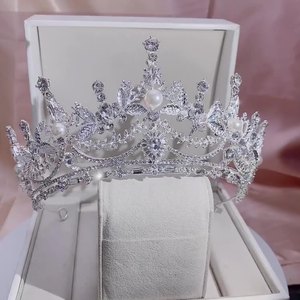 2022 جديد عصري الراقية الفضة الذهب اللؤلؤ اكسسوارات الزفاف الراين الزفاف إكليل تاجي للنساء - Product Image 2
