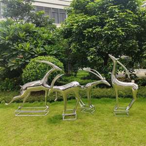 Europe And America Stainless Steel Deer Sculpture 800mm L Mirror Finish Artistic Garden Office Decoration - Product Image 1