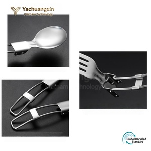 Ensemble de couverts pliables en acier inoxydable, cuillère, fourchette, couteau, vaisselle portable pour le camping en plein air, kit de vaisselle écologique - Product Image 2