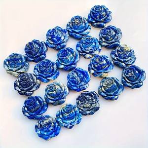 Pendentif Fleur de <span class=keywords><strong>Lapis</strong></span> <span class=keywords><strong>Lazuli</strong></span> Naturel pour la Fabrication de Bijoux, 3,5 cm, Fleur en Pierre Précieuse Sculptée à la Main, Charme pour Collier et Bracelet - Product Image 3