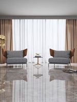 GEDO Chaise longue nordique en tissu de chêne gris fumé européen Chaise de loisirs d'appoint en tissu minimaliste Chaise d'appoint