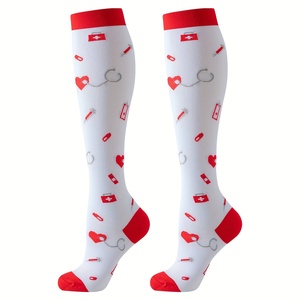 Calcetines <span class=keywords><strong>de</strong></span> Compresión hasta la Rodilla con Logotipo Personalizado, Diseño Jacquard Atlético, para Enfermeras, Trabajo y Viajes - Product Image 2