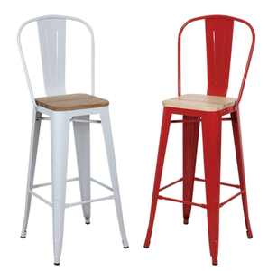 Taburete de Bar Metálico Económico para Muebles Comerciales, <span class=keywords><strong>con</strong></span> <span class=keywords><strong>Respaldo</strong></span> y Asiento de Madera Sólida para Cocina o Bar - Product Image 3