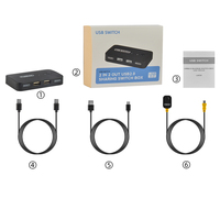 Commutateur USB 2.0 manuel FJGEAR U202 2 entrées 2 sorties avec contrôleur de bureau pour PC, ordinateur portable, imprimante, scanner, maison, bureau