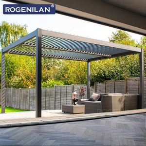 Gazebo Rogenilan de Aluminio <span class=keywords><strong>con</strong></span> Techo Rígido Impermeable y Color Personalizado, Pérgola Bioclimática Motorizada para Jardín - Product Image 4