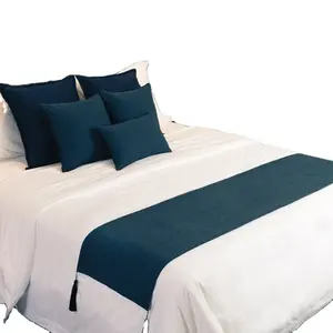 Benutzer definierte Königin 5 Sterne Hotel Bett Läufer und passende Kissen Bett Schal für Bett Hotel