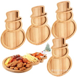 Bamboo Snowman <b>Tray</b> Solid Wood Serving <b>Tray</b> For Party Food Hotel Coffee <b>Tea</b> Use - Product Image 3