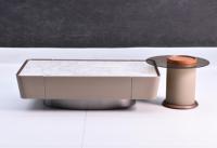 Mesa de centro moderna de lujo de cerámica con acabado en cuero para Villa Penthouse