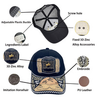 Gorra de Béisbol Unisex con Logo 3D de Metal Estilo Occidental, Estampado en Serigrafía, Cierre a Presión, Moderna, de Mezclilla, Lona, Jersey y Malla para Exteriores