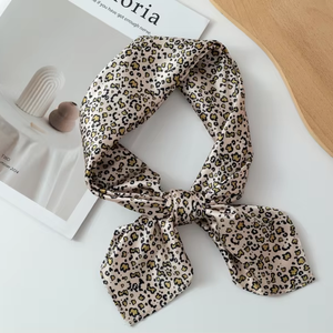 100% Mulberry <b>Silk</b> Leopard Print Luxury Silky Neck <b>Scarf</b> <b>Hair</b> Bandana for Women Spa Travel Accessories - Product Image 1