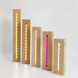 240mm Solid Wood Rectangle Night Light Base Acrylic Plate DIY Accessories LED Night Lights