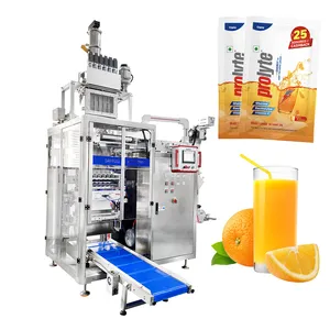 Automatic powder stick sachet filling machine 5g 25g fruit juice powder travel size 4 side seal multilane packaging machine