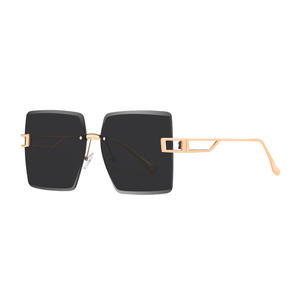 Lunettes de soleil sans monture tendance, métal noir, protection UV400, unisexe, grand format carré, type 3, verres PC, référence 801 - Product Image 3