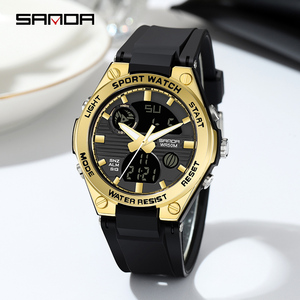 SANDA 6067 Sports <b>Watch</b>, LED Electronic Digital Wristwatch, Dual Display, 50M <b>Waterproof</b>, Relogio Masculino - Product Image 2