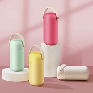 Creative Insulated Cup for Girl Students With Portable Handle Mini Pocket Cup Simple <b>Macaron</b> Color Fashion Portable Water Cup - Product Image 1