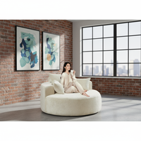 Chaise longue surdimensionnée moderne de 55 pouces en chenille, siège profond, dossier ergonomique, accoudoirs carrés, salon, chambre à coucher, beige