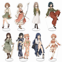 Standee Akrilik Anime Transparan Karakter Gadis Kartun Cinta Ukuran Penuh, Figur Pajangan Cetak Kustom OEM Grosir