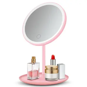 Popular Makeup Mirror With Led Light Three Color Switching Face Mirror Adjustable USB Dual Purpose Desk Table Comestic Mirror