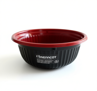 Bol Ebnencot 30oz Noir Rouge en Plastique PP Revêtu Léger pour Servir les Aliments Design Classique Utilisation en Fête H-B30 3H Corporation USA