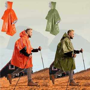 Weather Resistant Waterproof Windproof Camping and Hiking Poncho Reusable Emergency for Survival Raincoat in <b>Bag</b> Packaging - Product Image 1