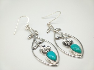 Pendientes Hechos a Mano con Turquesa Natural, Plata de Ley 925, Joyería para Mujer, Venta al por Mayor, Estilo Boho Étnico, Pendientes Colgantes de Diseño - Product Image 2