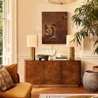 Buffet Prestigieux Mappa Burl, Meuble de Rangement Moderne à 3 Portes, Armoire de Luxe Esthétique Héritage avec Socle Plinthe pour Entrée