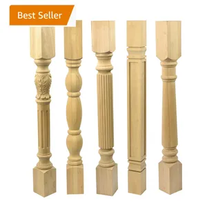 Wooden Handrail For Stair Balcony Wooden Round Baluster Railing Solid Wood Modern Stair Handrail