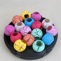 Lingxing 1 sac de perles tendance et populaires, peintes effet craquelé, à gros trous de 12 mm, pour la création de bijoux éducatifs pour enfants, lacets et accessoires