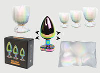 S-hande Lot de 3 Plugs Anaux Métalliques S M L en Acier Inoxydable, Jouet Sexuel Sexy avec Bijoux en Cristal, Godemiché Anal, Jouet Sexuel Adulte Fétichiste